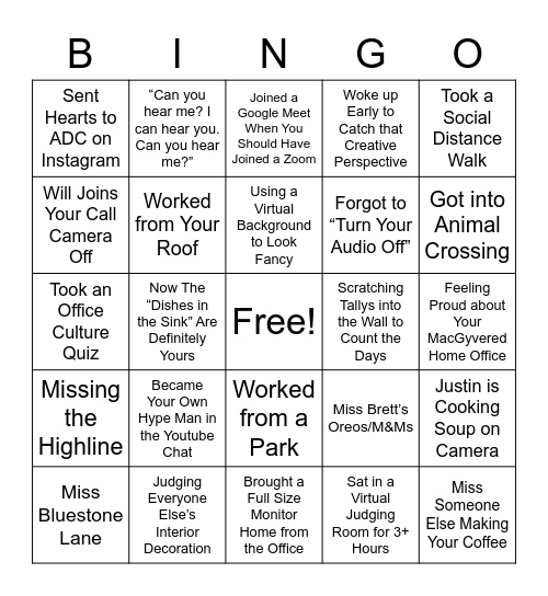 Office Culture Bingo Card