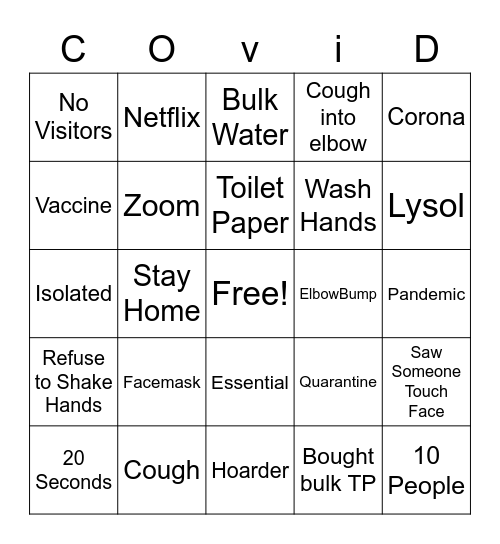 Brookdale Rotonda Senior Living Covid Bingo Card