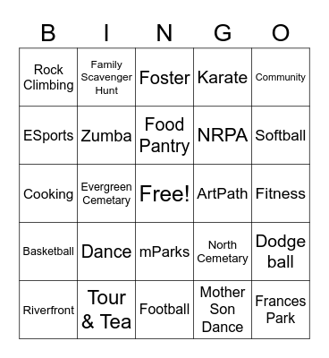 Lansing Parks and Recreation Bingo Card