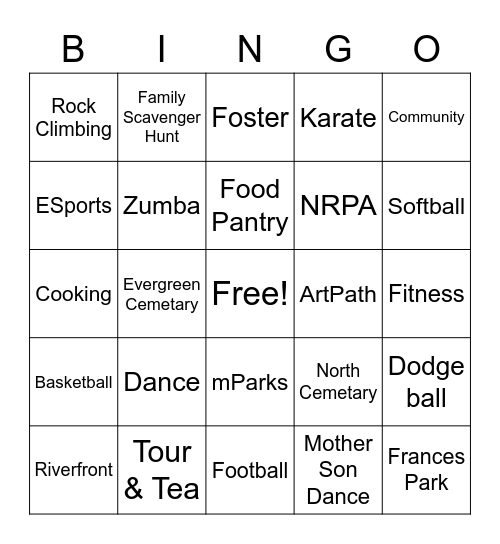 Lansing Parks and Recreation Bingo Card