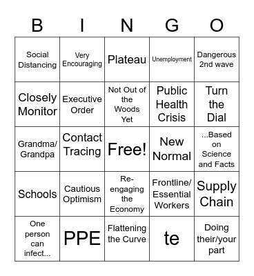 Big Gretch's COVID-19 PRESSER BINGO Card