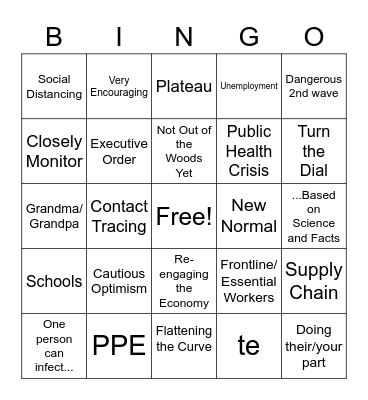 Big Gretch's COVID-19 PRESSER BINGO Card