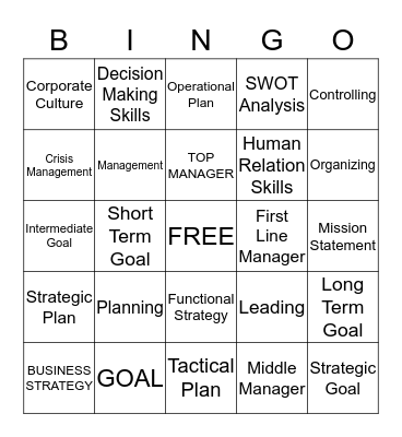 Chapter 5 Bingo Card