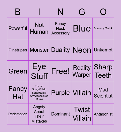 Sexyman Bingo Card