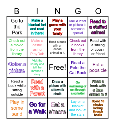 Summer Reading Bingo Card