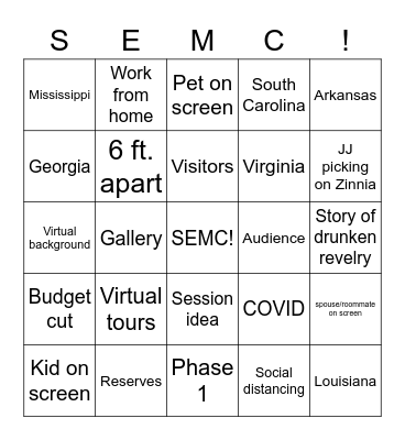 SEMC Bingo Card