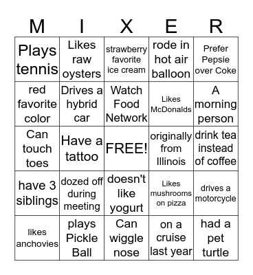 Ice Breaker Bingo Card