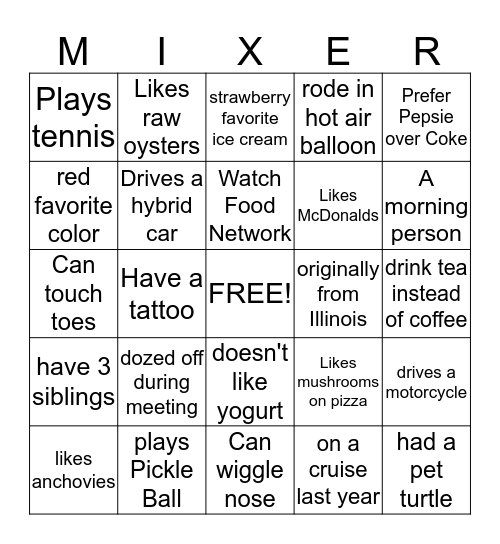 Ice Breaker Bingo Card