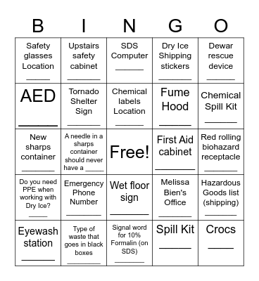 SAFETY BINGO Card