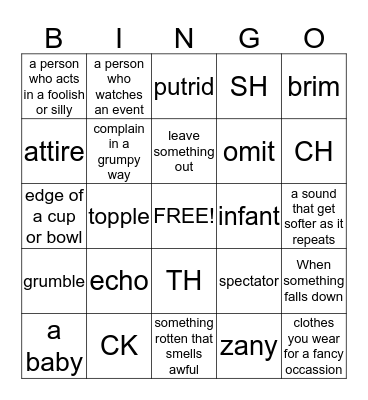 Word a Day Bingo Card