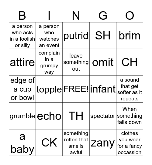 Word a Day Bingo Card