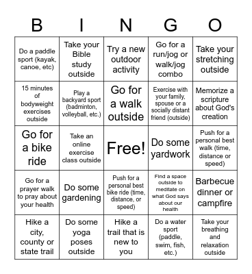 The Great Outdoors Bingo Card