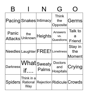 Managing Fear Bingo Card
