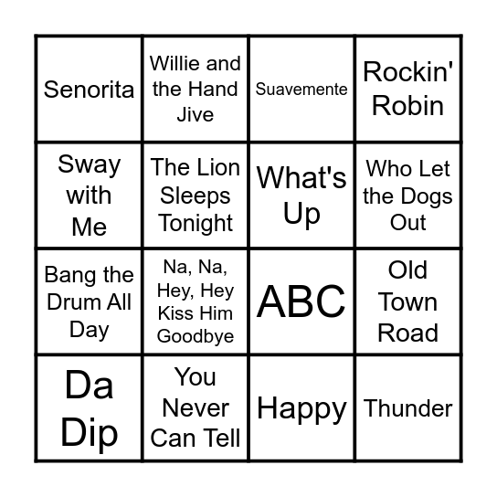 Grandpa Bingo Card