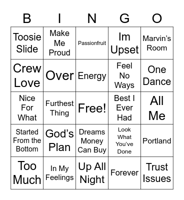 Champagne Papi mix Bingo Card