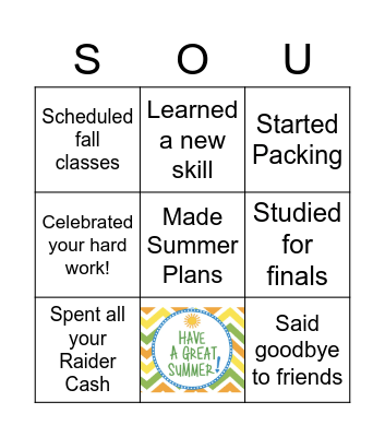 End of Quarter Bingo Card