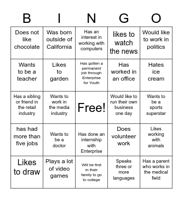 Find Someone Who... Bingo Card