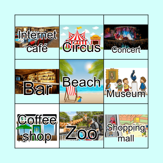 PLACES OF ENTERTAINMENT Bingo Card