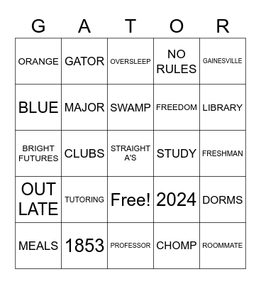 EVAN - UF C/O 24 Bingo Card