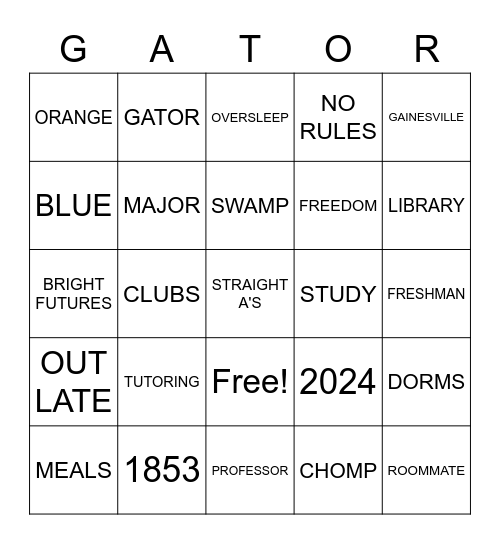 EVAN - UF C/O 24 Bingo Card