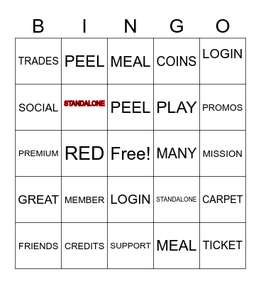 SET ONE Bingo Card