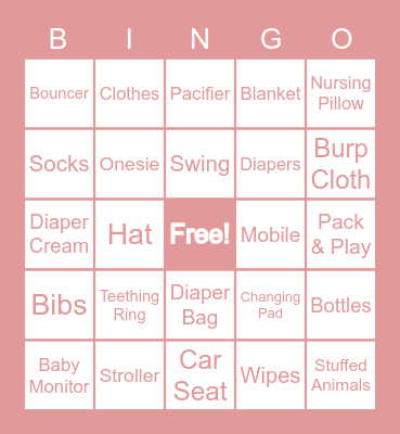 Baby Shower Bingo Card