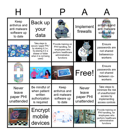 10 tips for PPP (Protecting Patients Privacy) Bingo Card