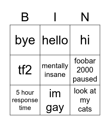 robokid bingo Card