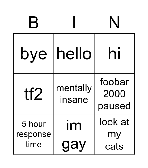 robokid bingo Card