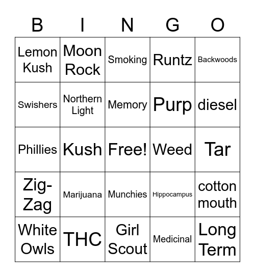 Marijuana Bingo Card