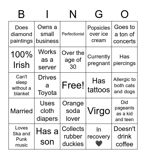 Mandy's Bingo Card