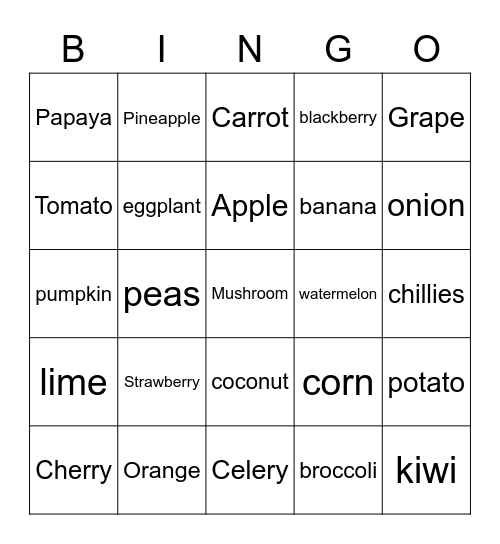 CHRIS Bingo Card