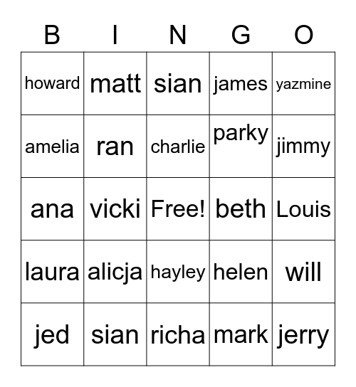 Boarding Bingo! Bingo Card