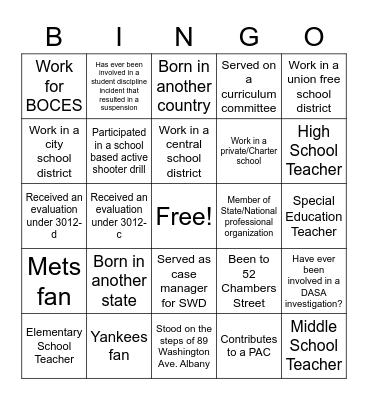 EDA 540 Bingo Card
