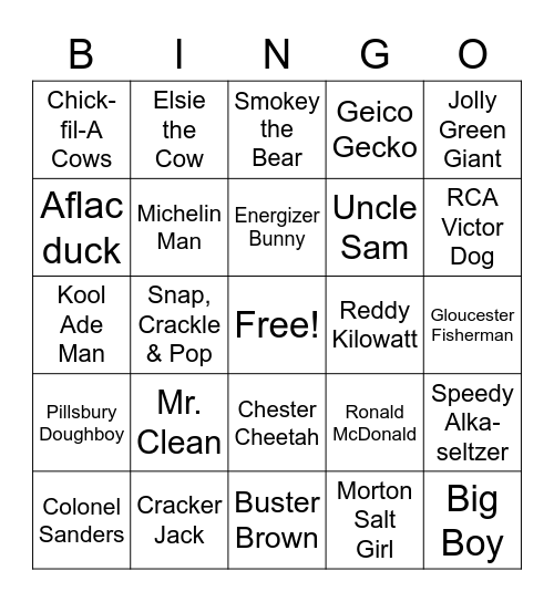 Advertising Icons Bingo Card