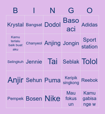 Punya Namtan Bingo Card