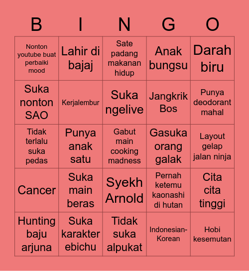 RENDANG Bingo Card
