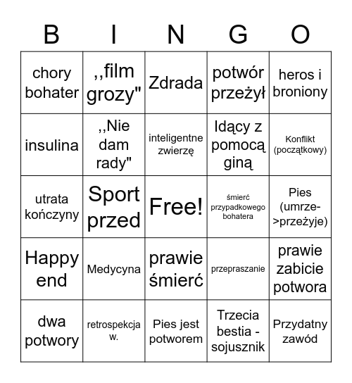 Dreszczowiec Bingo Card