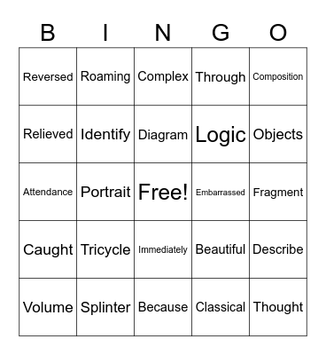 June Vocabulary List Bingo Card