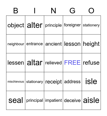 Trinity Test 2 Bingo Card