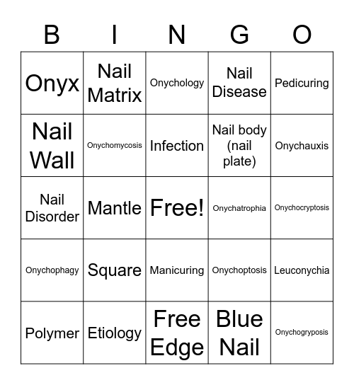 Nail Bingo Card