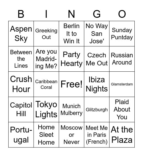 Color Street BINGO Card