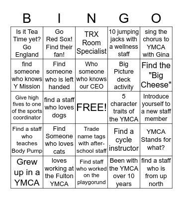 Staff Bingo Card