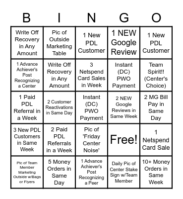 June 1st - June 6th Division 3 Bingo Card