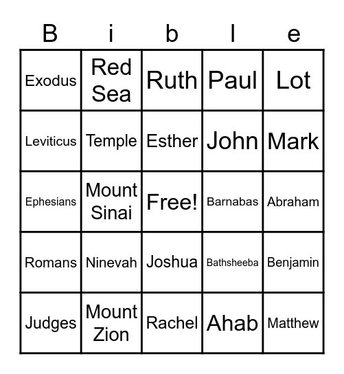 Bible Bingo Card