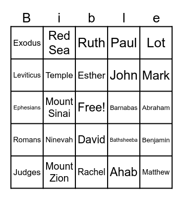 Bible Bingo Card