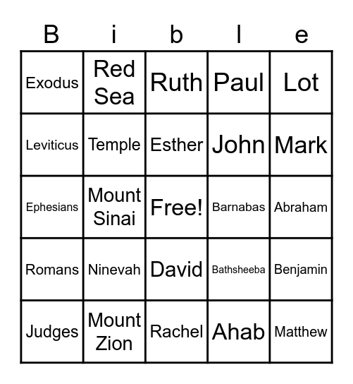 Bible Bingo Card