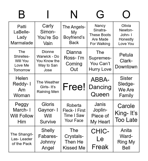 Total-Quiz.com Presents Radio Bingo: Golden Girls Bingo Card