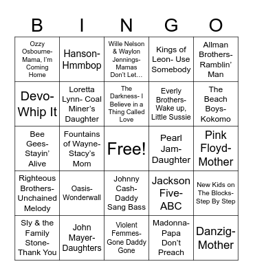 Total-Quiz.com Presents Radio Bingo: Family Ties Bingo Card