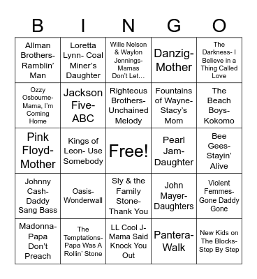 Total-Quiz.com Presents Radio Bingo: Family Ties Bingo Card